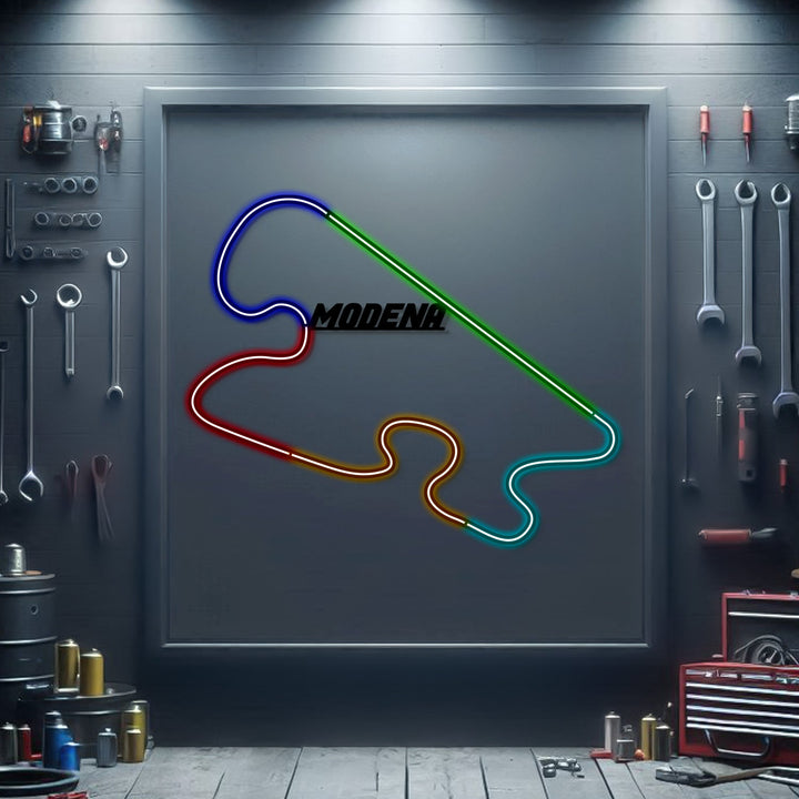 Modena Metal Neon Race Track — precision-cut steel wall art