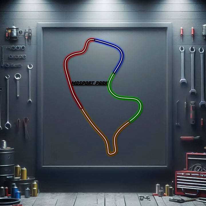 Mosport Park Metal Neon Race Track — precision-cut steel wall art