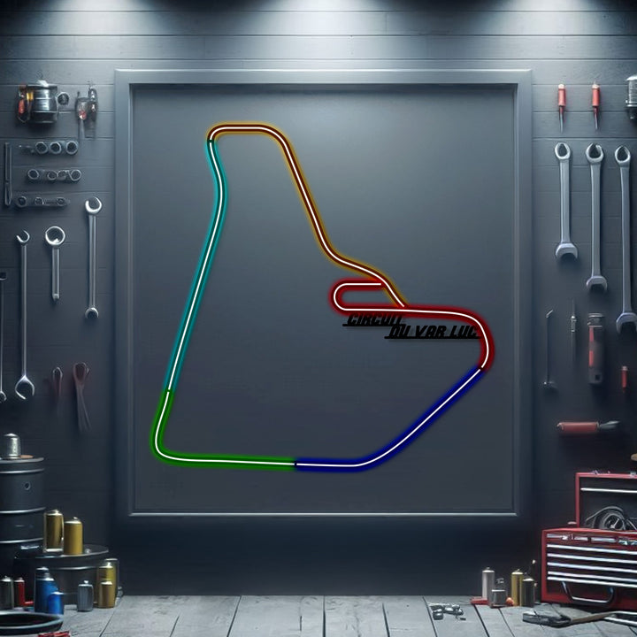 Circuit Du Var Luc Metal Neon Race Track — precision-cut steel wall art