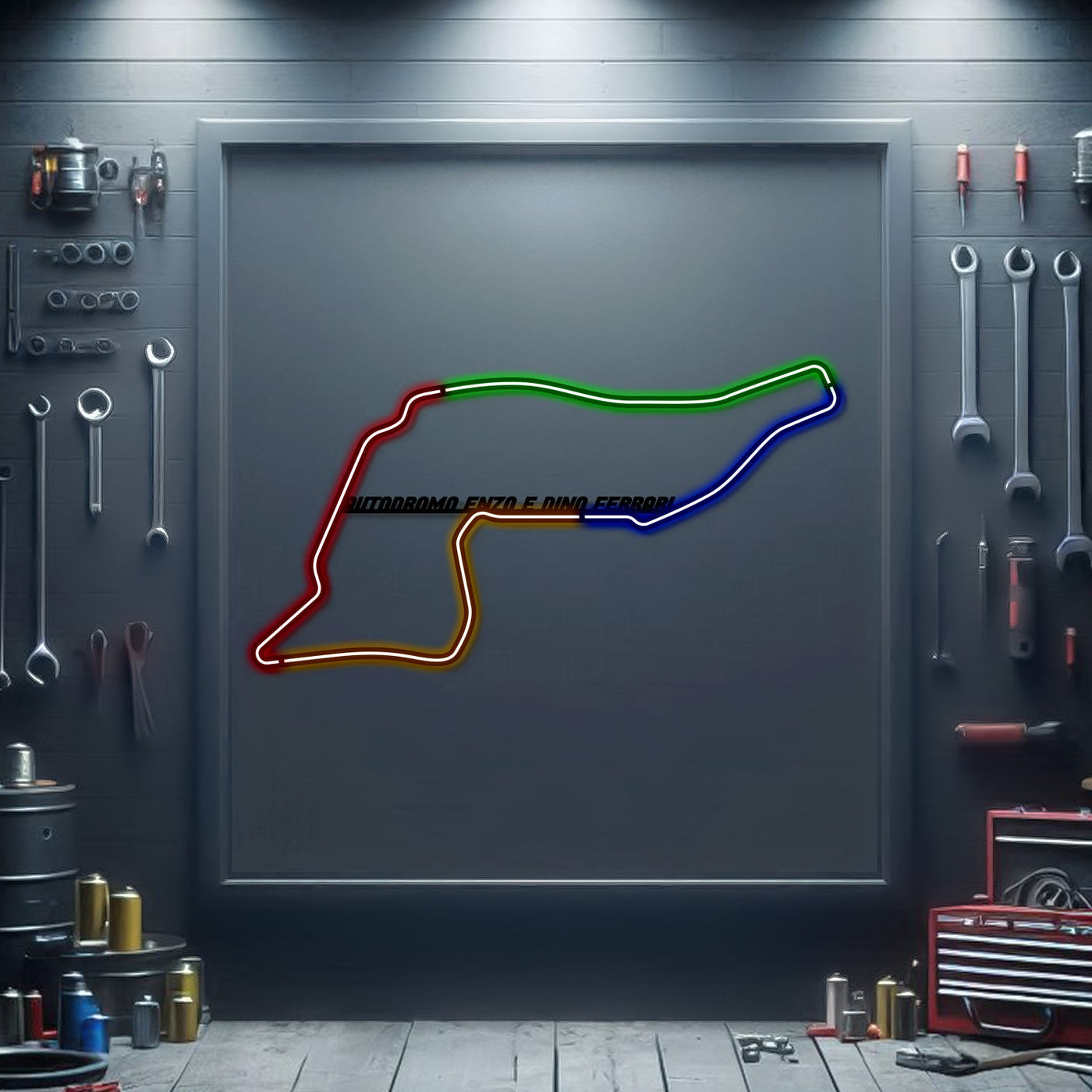 Autodromo Enzo E Dino Ferrari Metal Neon Race Track