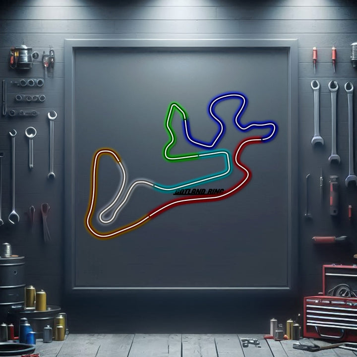 Gotland Ring Metal Neon Race Track — precision-cut steel wall art
