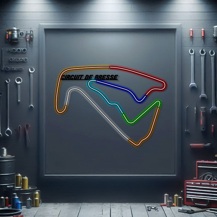 Circuit De Bresse Metal Neon Race Track — precision-cut steel wall art