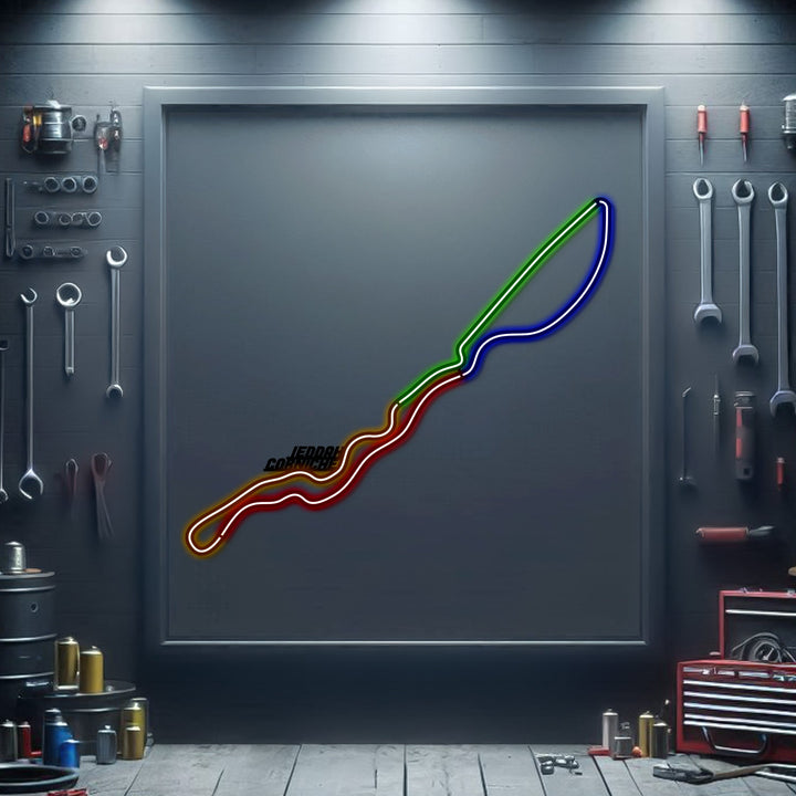 Jeddah Corniche Metal Neon Race Track — precision-cut steel wall art