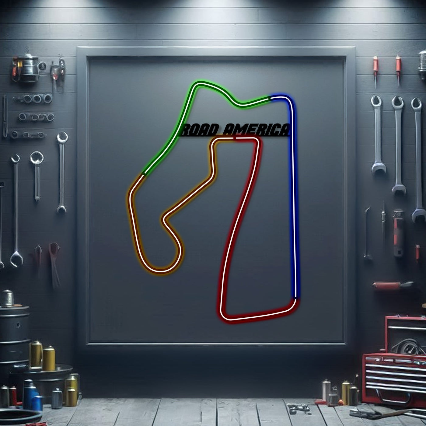 Road America Metal Neon Race Track