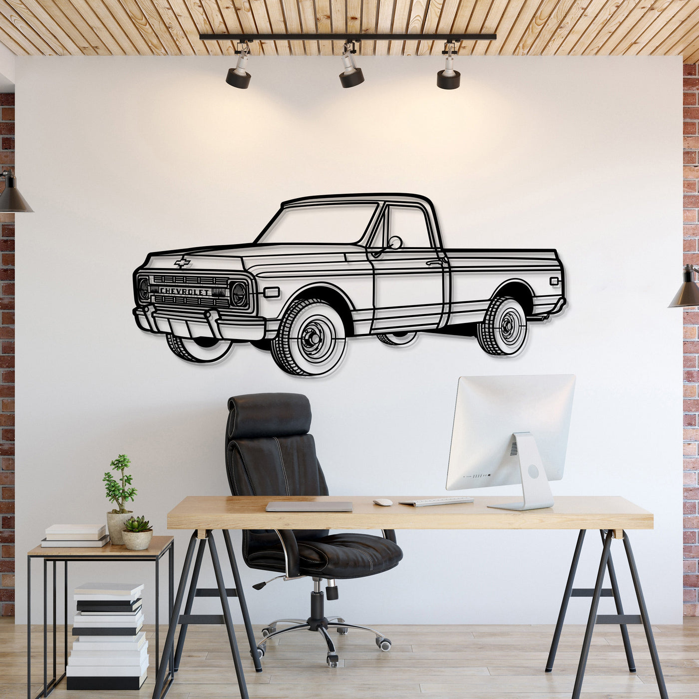 1968 C10 Perspective Metal Car Wall Art