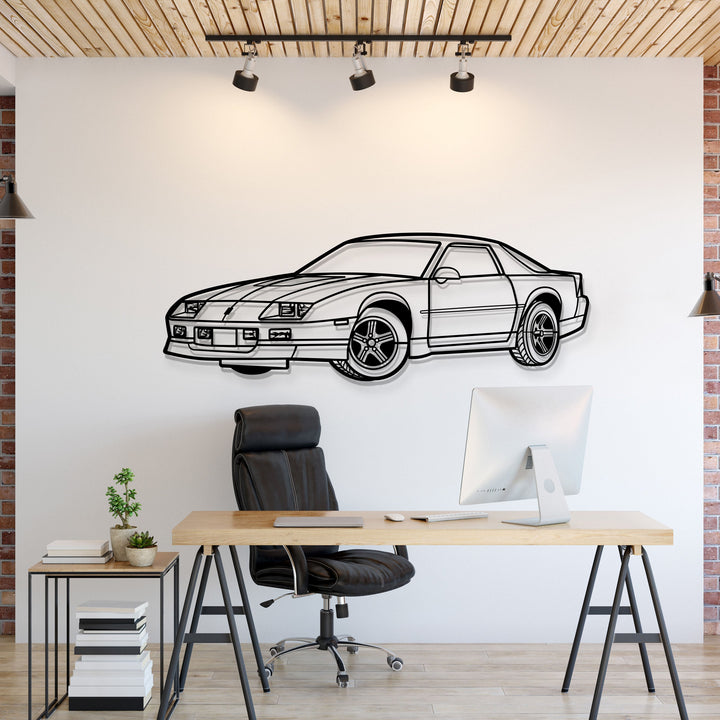 1988 Camaro IROC-Z Perspective Metal Car Wall Art — precision-cut steel wall art
