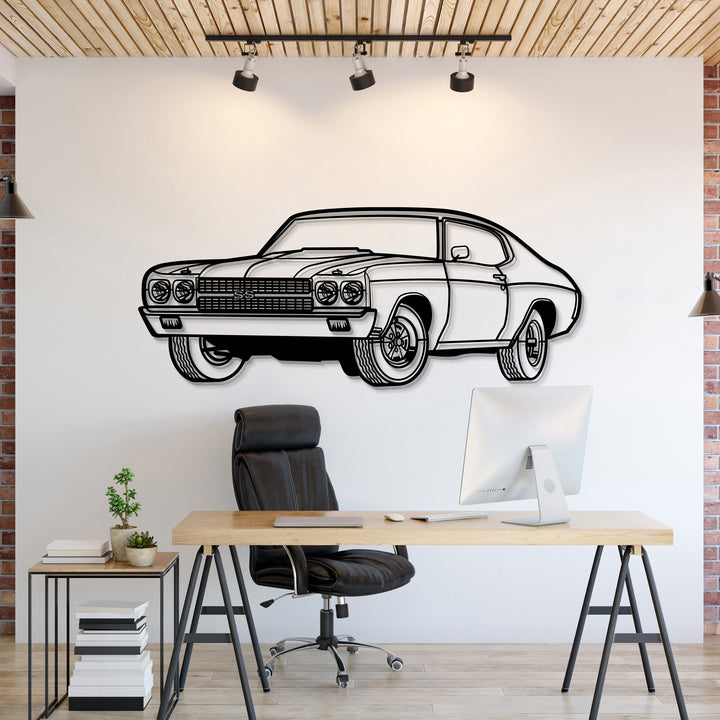 1970 Chevelle SS Perspective Metal Car Wall Art — precision-cut steel wall art