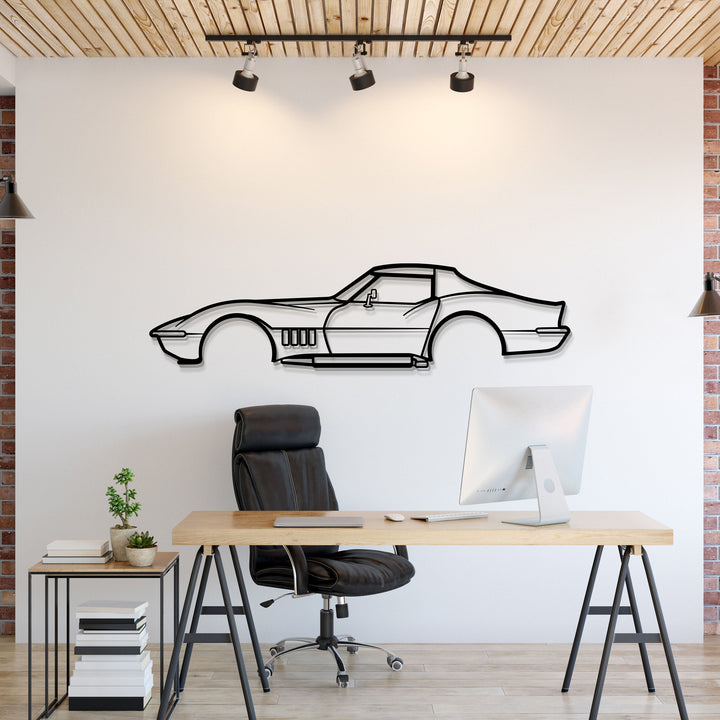 1969 Corvette Metal Car Wall Art — precision-cut steel wall art