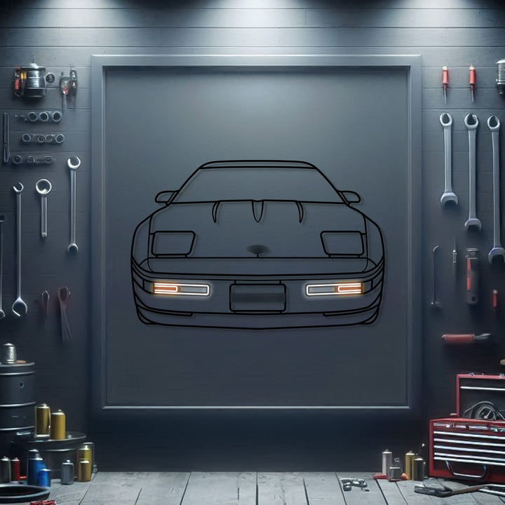 1994 Corvette Front View Metal Neon Car Wall Art — precision-cut steel wall art