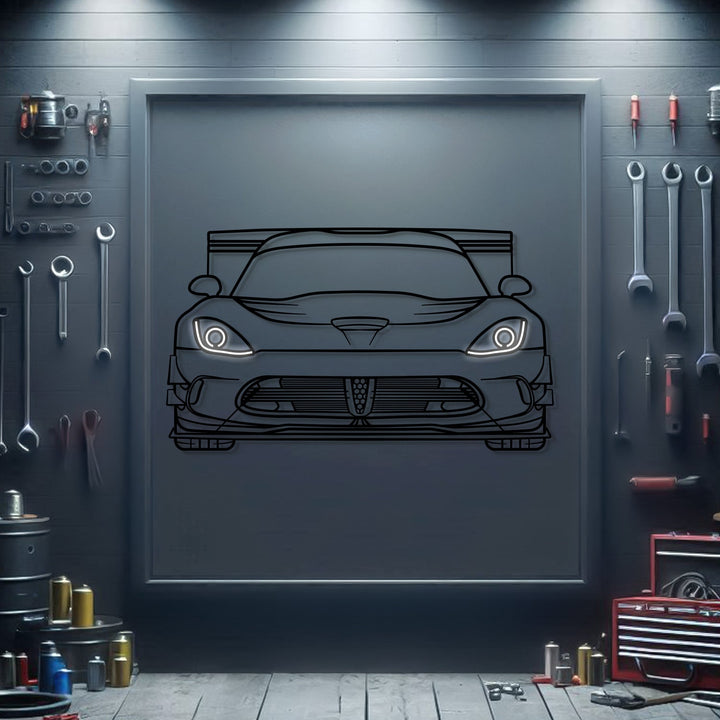 Viper Front View Metal Neon Car Wall Art — precision-cut steel wall art