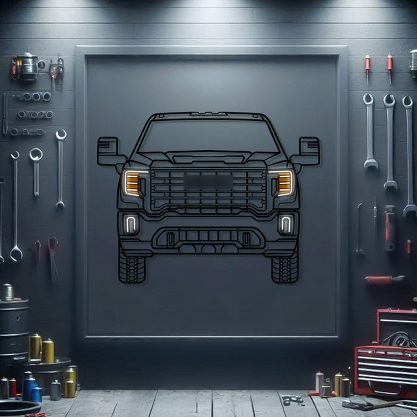 Sierra Front View Metal Neon Car Wall Art