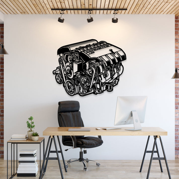 GM 6.2 Liter V8 Small Block LS3 Metal Engine Block Wall Art - MTEB-0004 — precision-cut steel wall art