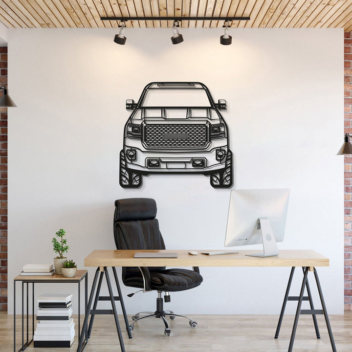 2016 Denali Sierra 3500HD Front View Metal Car Wall Art — precision-cut steel wall art
