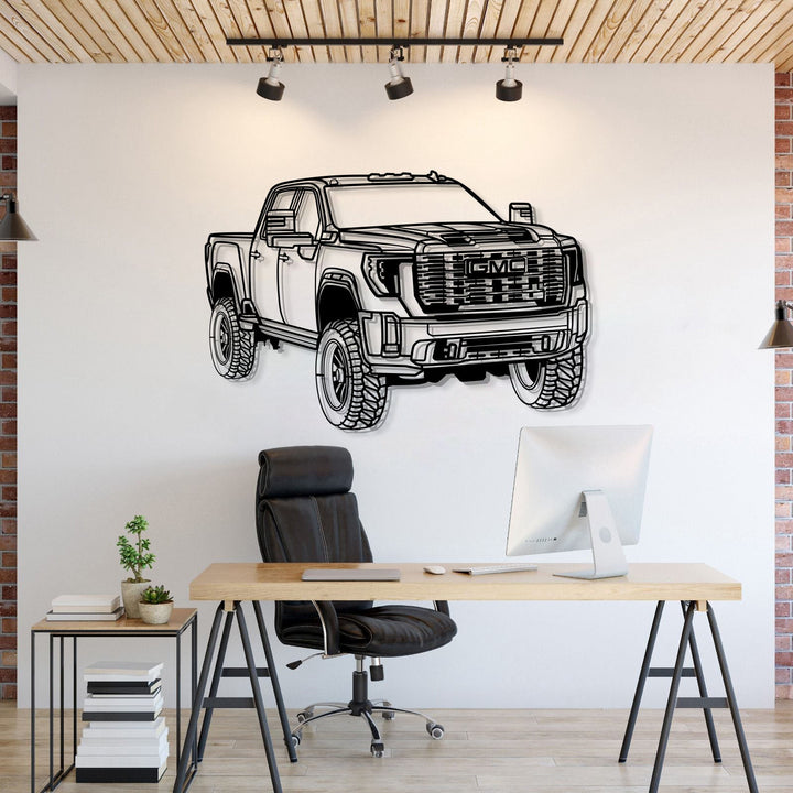 2024 Sierra 2500 Denali Perspective Metal Car Wall Art — precision-cut steel wall art
