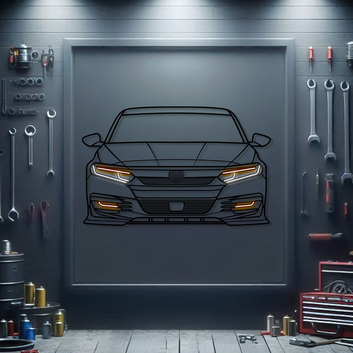 2020 Accord Front View Metal Neon Car Wall Art — precision-cut steel wall art