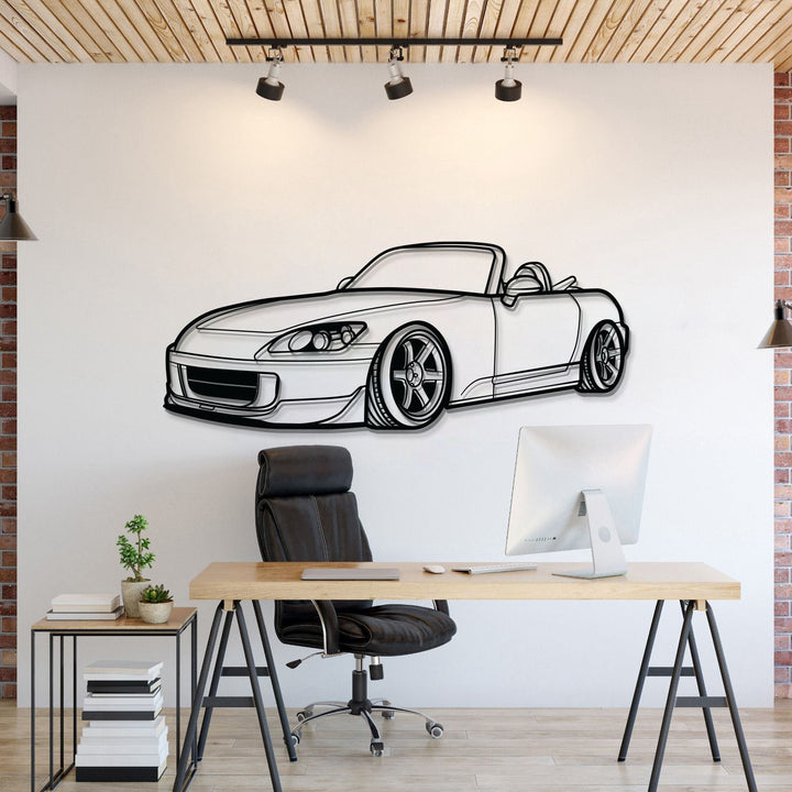 S2000 Perspective Metal Car Wall Art — precision-cut steel wall art
