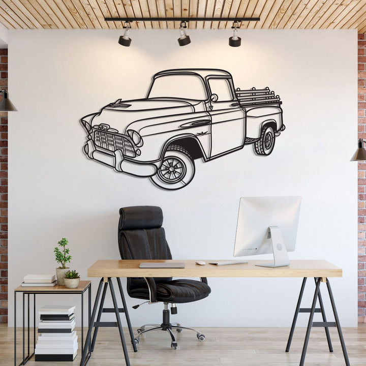 1958 3100 Perspective Metal Car Wall Art — precision-cut steel wall art