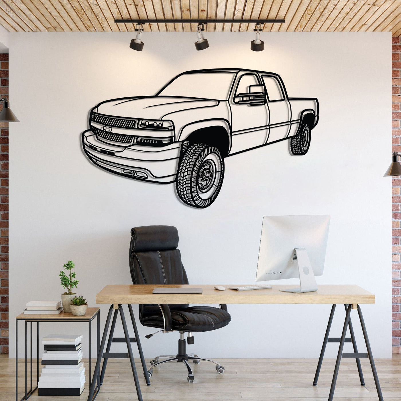 2002 Silverado 2500 Perspective Metal Car Wall Art