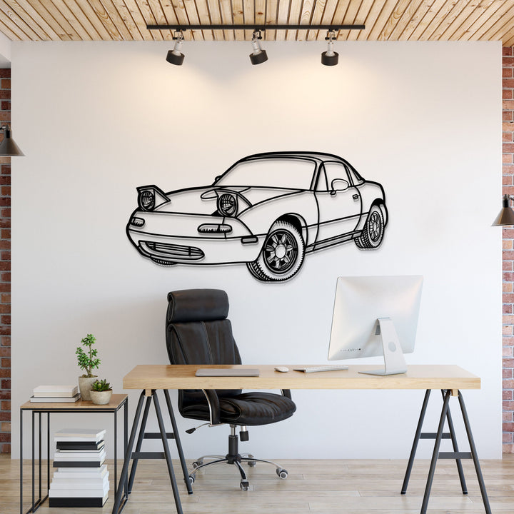 1991 Miata MX-5 Perspective Metal Car Wall Art — precision-cut steel wall art