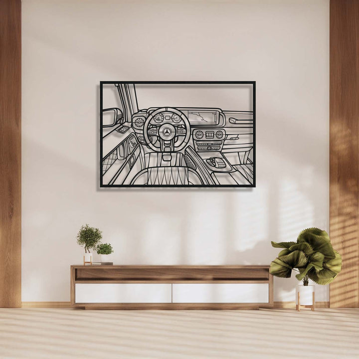G63 AMG Driver's Cockpit Metal Frame Wall Art — precision-cut steel wall art