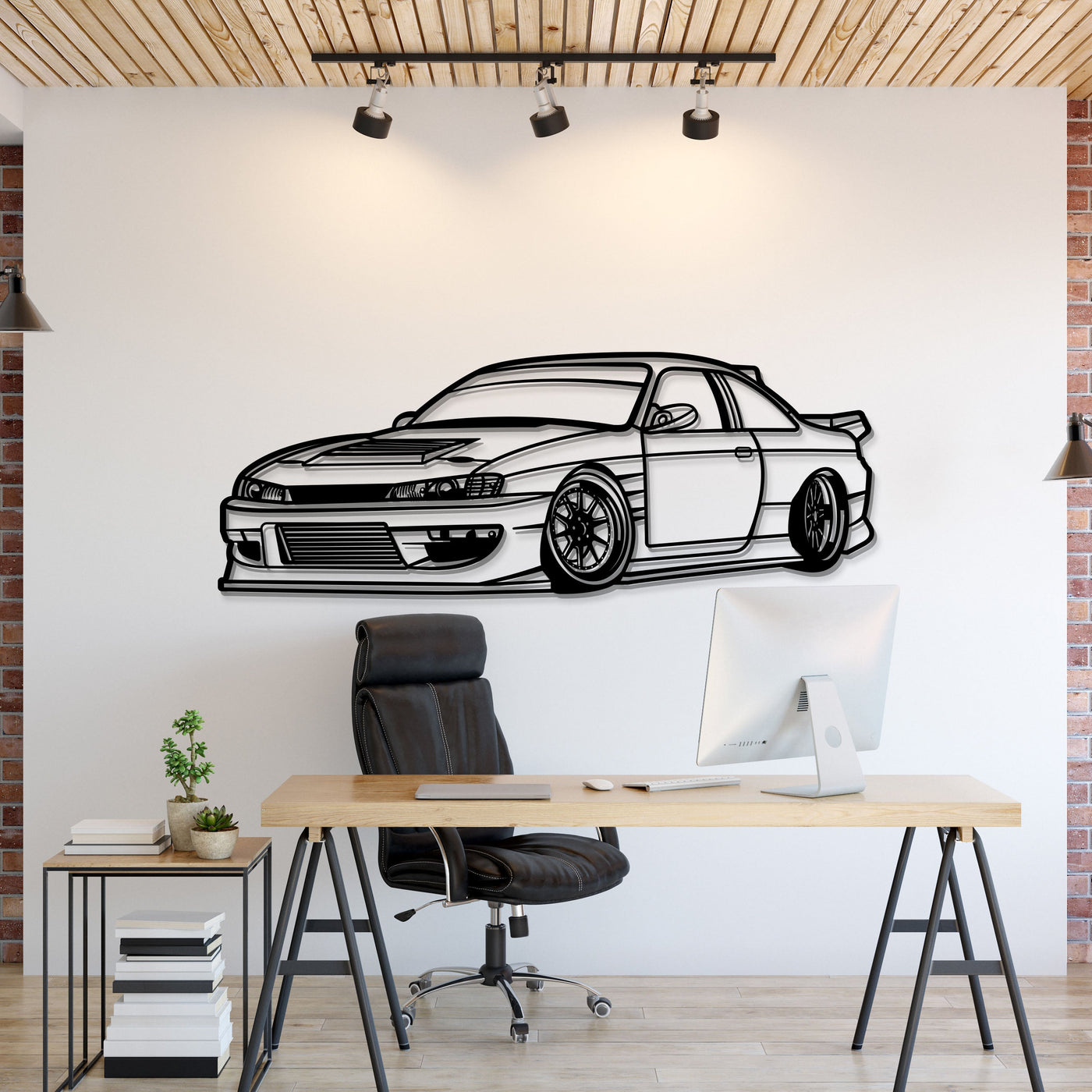 1994 Silvia S14 Drift Perspective Metal Car Wall Art