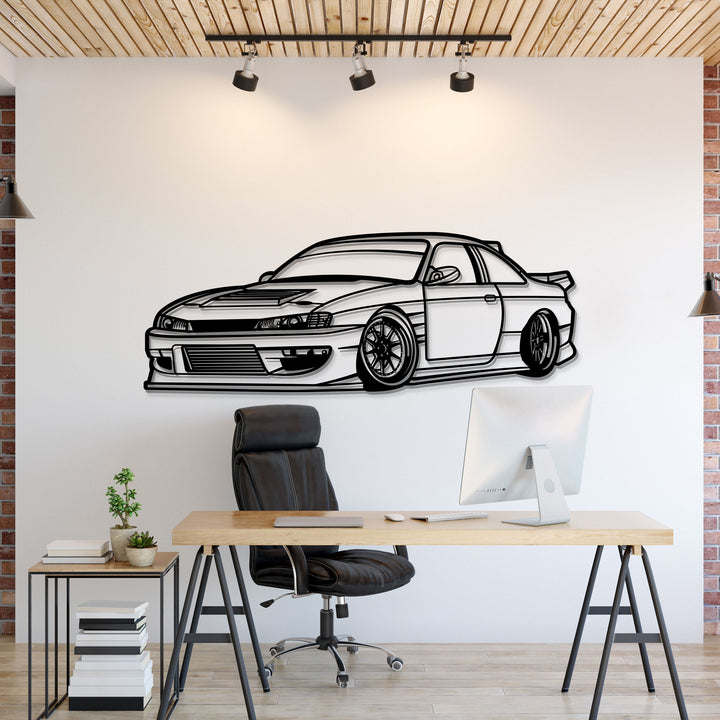 1994 Silvia S14 Drift Perspective Metal Car Wall Art — precision-cut steel wall art