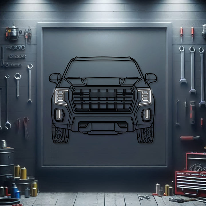 2021 Yukon Front View Metal Neon Car Wall Art — precision-cut steel wall art