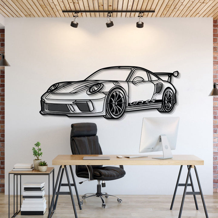 911 GT3 RS 992 Perspective Metal Car Wall Art — precision-cut steel wall art