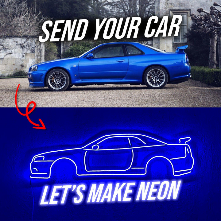 Your Personalized Metal Neon Car Wall Art — precision-cut steel wall art