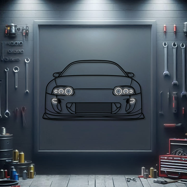 Supra MK4 Front View Metal Neon Car Wall Art — precision-cut steel wall art