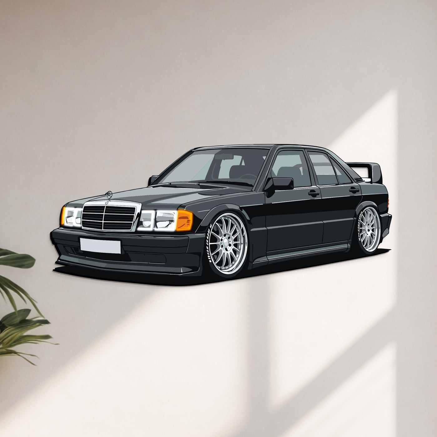 190E Perspective Neon Car Wall Art