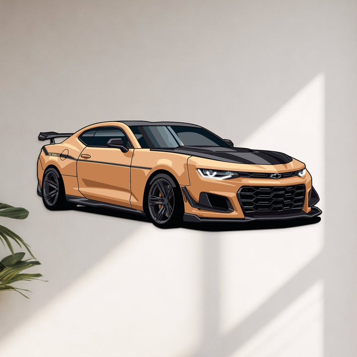 Camaro ZL1 Perspective Neon Car Wall Art — precision-cut steel wall art