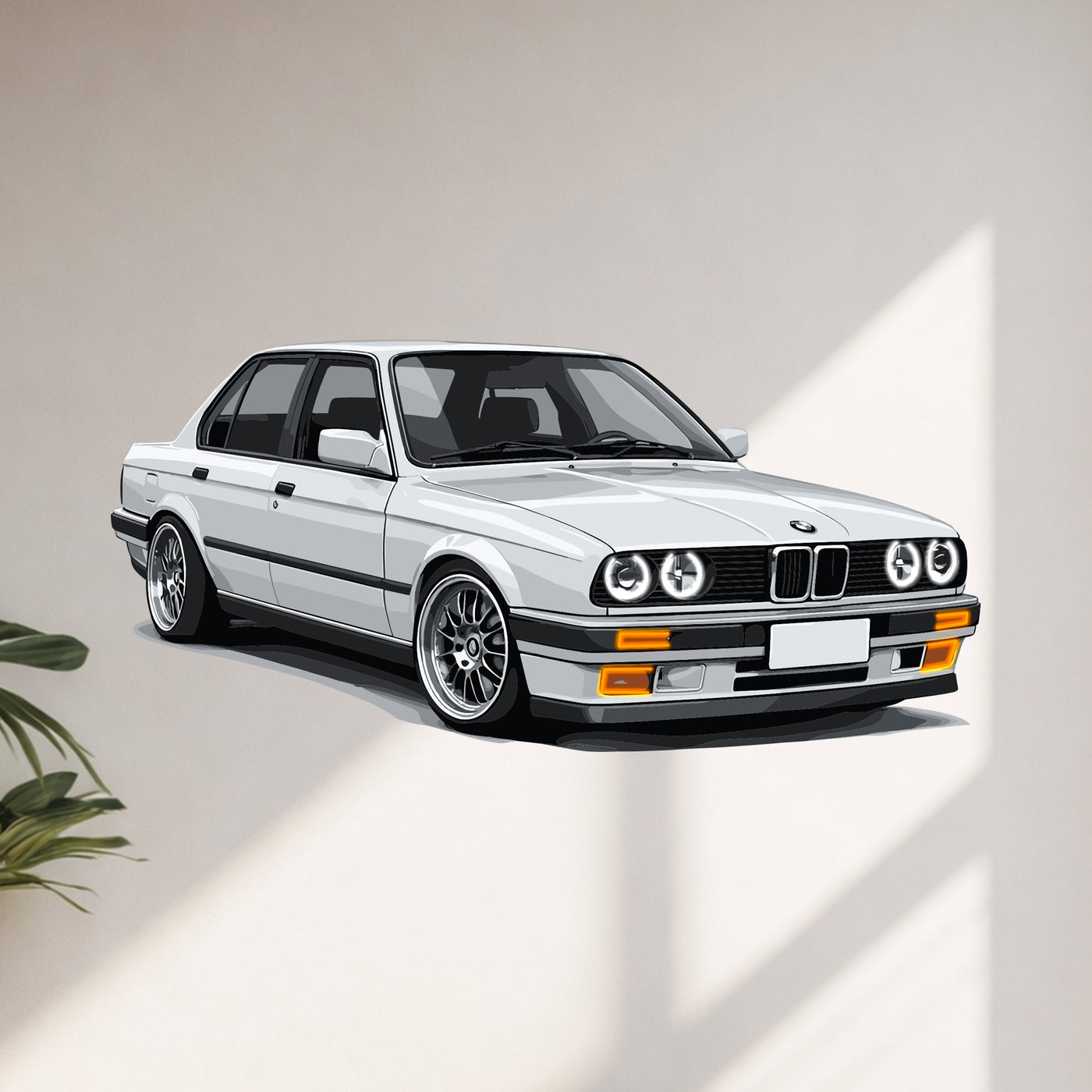 E30 Perspective Neon Car Wall Art