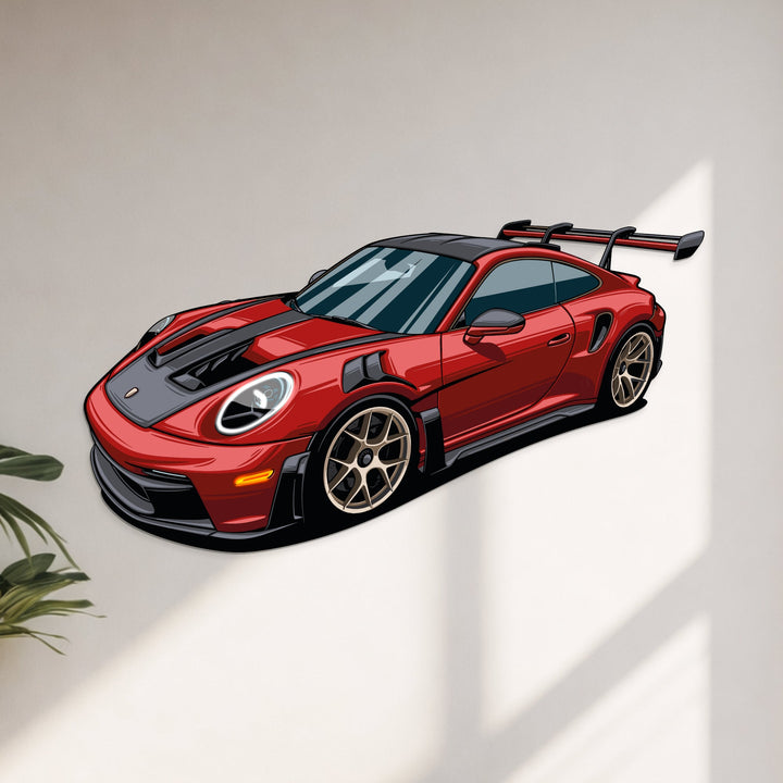 GT3 RS Perspective Neon Car Wall Art — precision-cut steel wall art