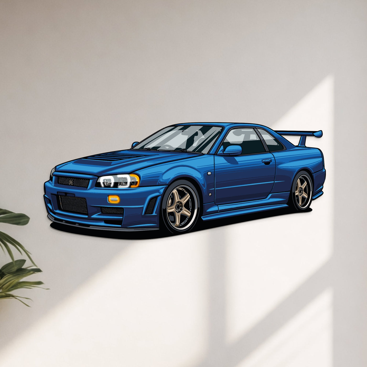 GT-R R-34 Perspective Neon Car Wall Art
